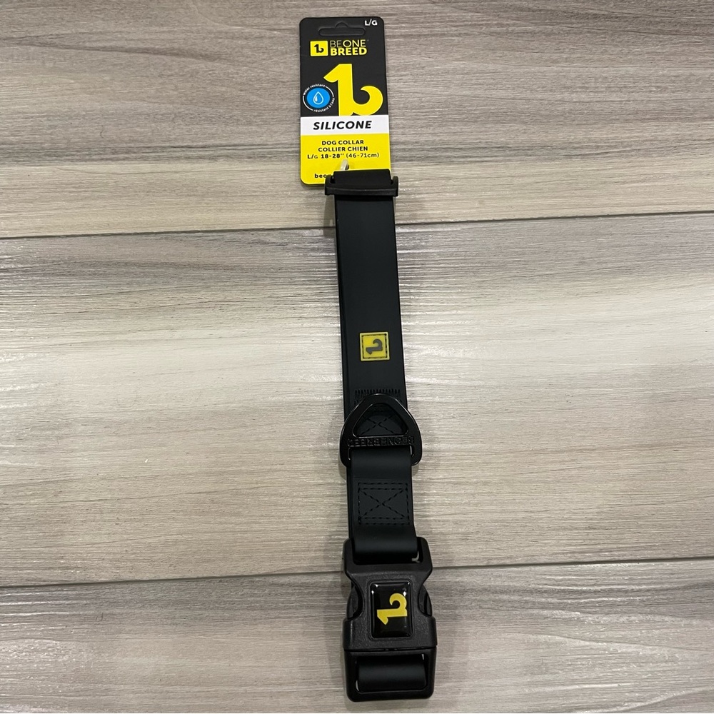 NWT BE ONE BREED Silicone Dog Collar Size Large 18" - 28" Black Water Resistant